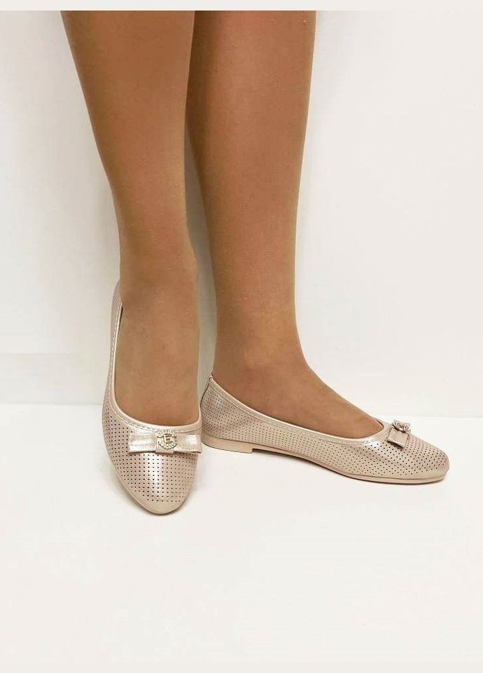 Женские летние бежевые балетки ABA | чёрные однотонные перфорация искусственная кожа (330574204)