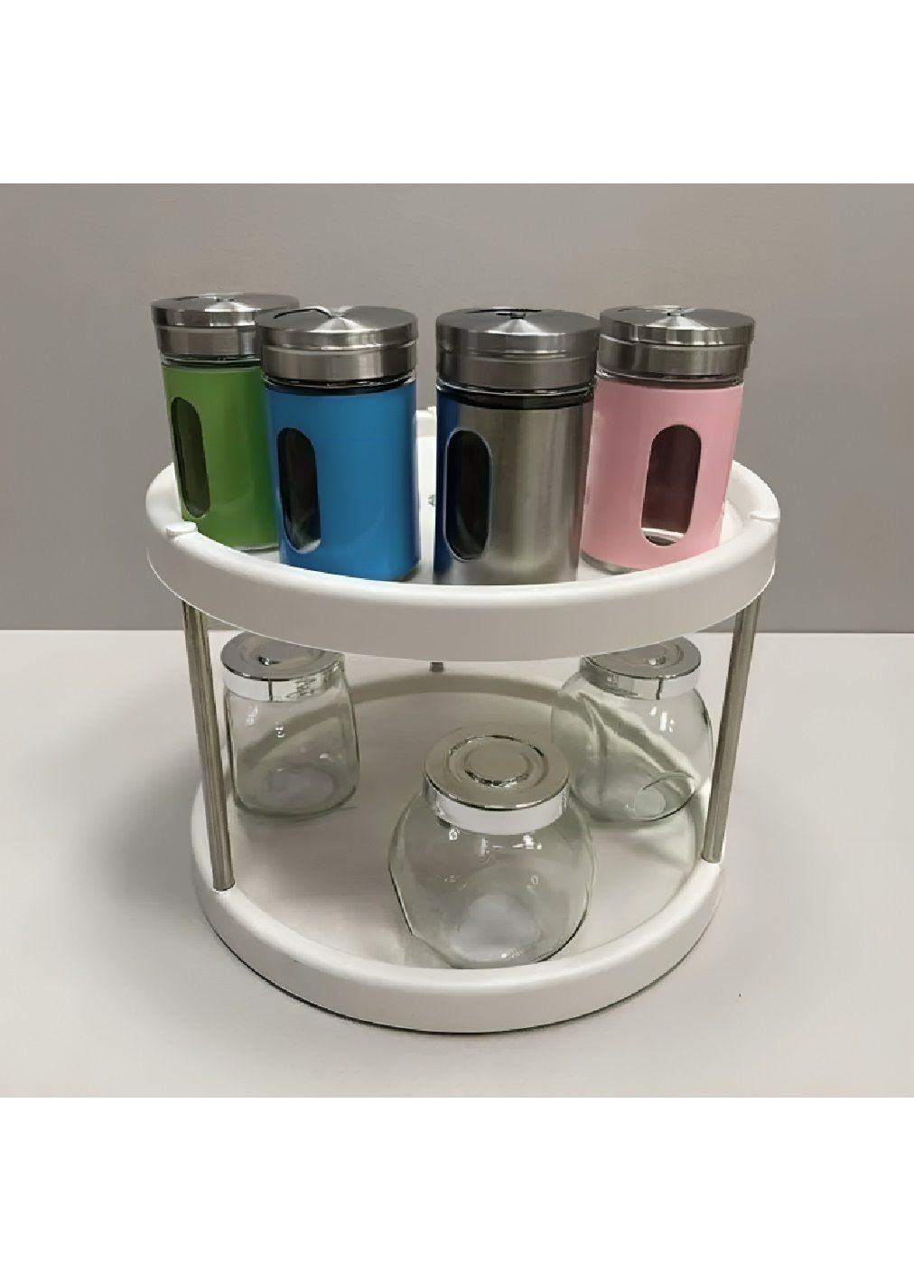 Двоярусна пластикова полиця органайзер підставка для спецій приправ кухонного приладдя (480941-Prob) Unbranded (348781806)