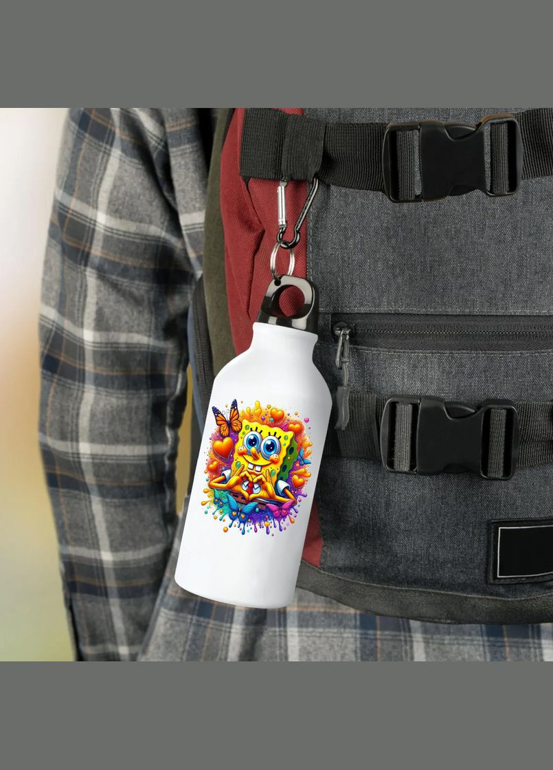 Фляга (бутылка) для воды с карабином Детская #015 500 мл Белый No Brand (323639981)