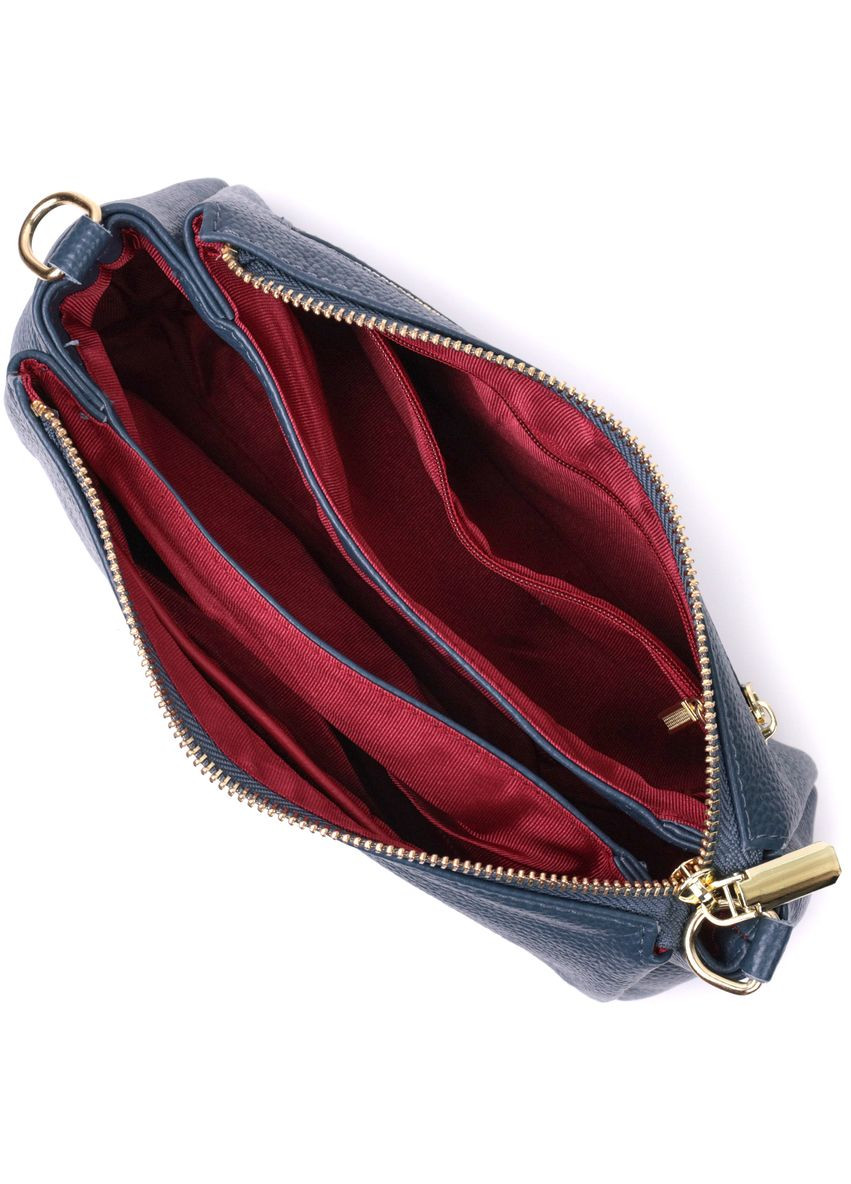 Жіноча практична кроссбоді через плече з натуральної шкіри синя 22287 Vintage (329196794)