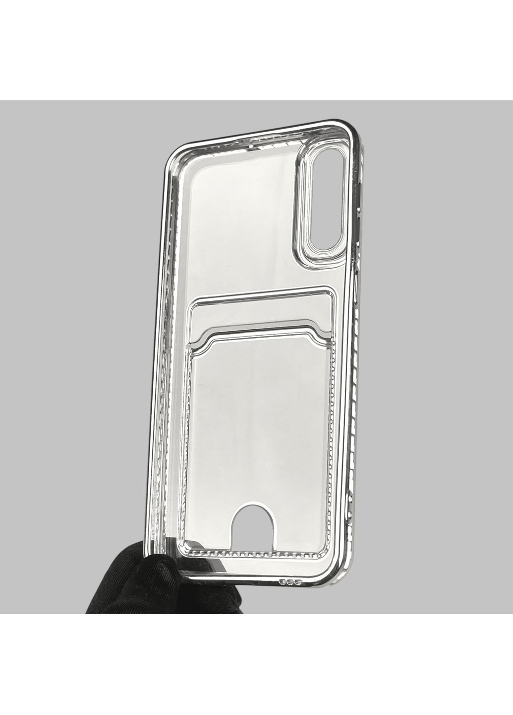 Чохол для Galaxy A50 (SM-A505F) зі срібною окантовкою з кишенькою для карток на самсунг а50 срібний Samsung (366018954)