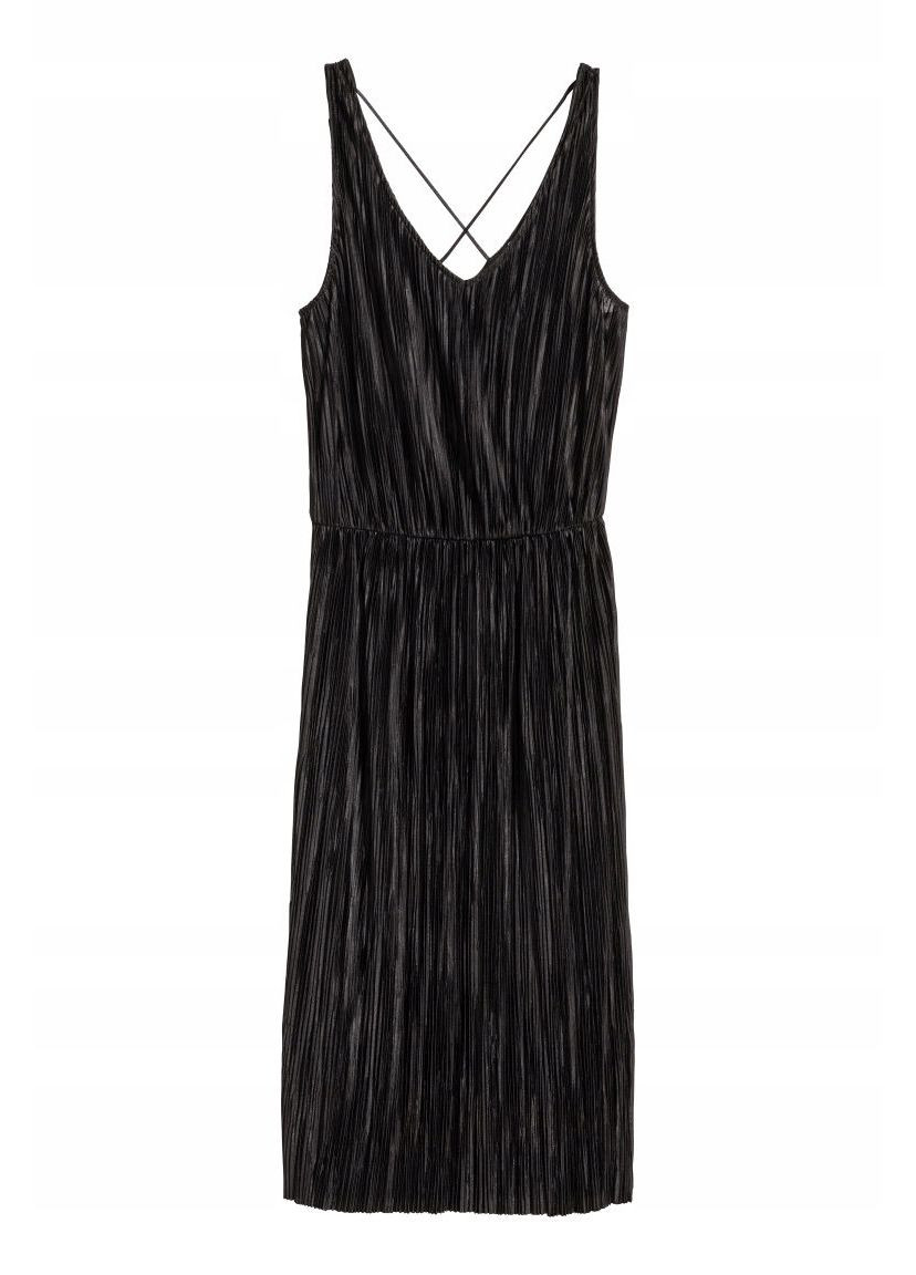 Чорна сукня міді плісе гафроване плаття чорне H&M