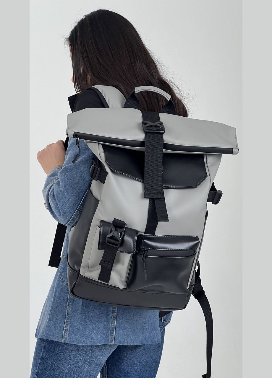 Женский рюкзак роллтоп для ноутбука Rolltop для путешествий серого цвета из экокожи ToBeYou rolltopnew (280930880)