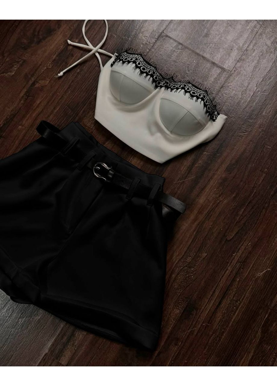 Жіночий костюм топ з імітацією корсета + шорти KaraMix (372467532)