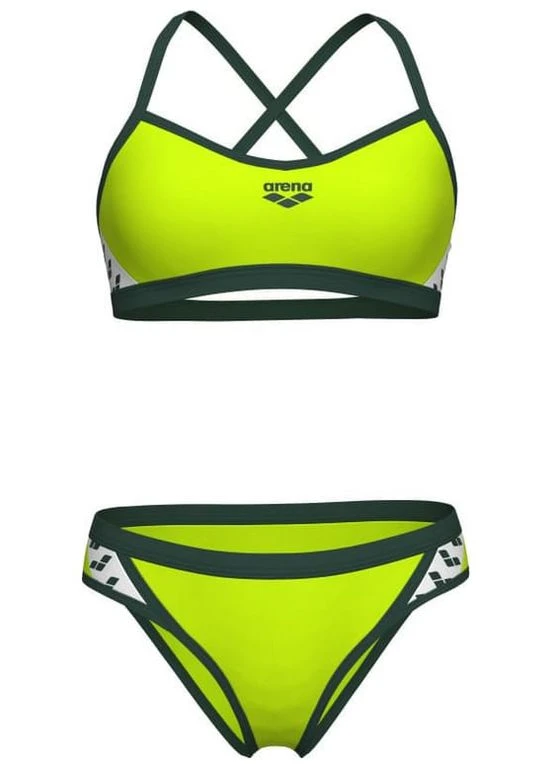 Комбинированный демисезонный раздельный купальник для женщин icons bikini cross back solid салатовый жен 005037-660 Arena