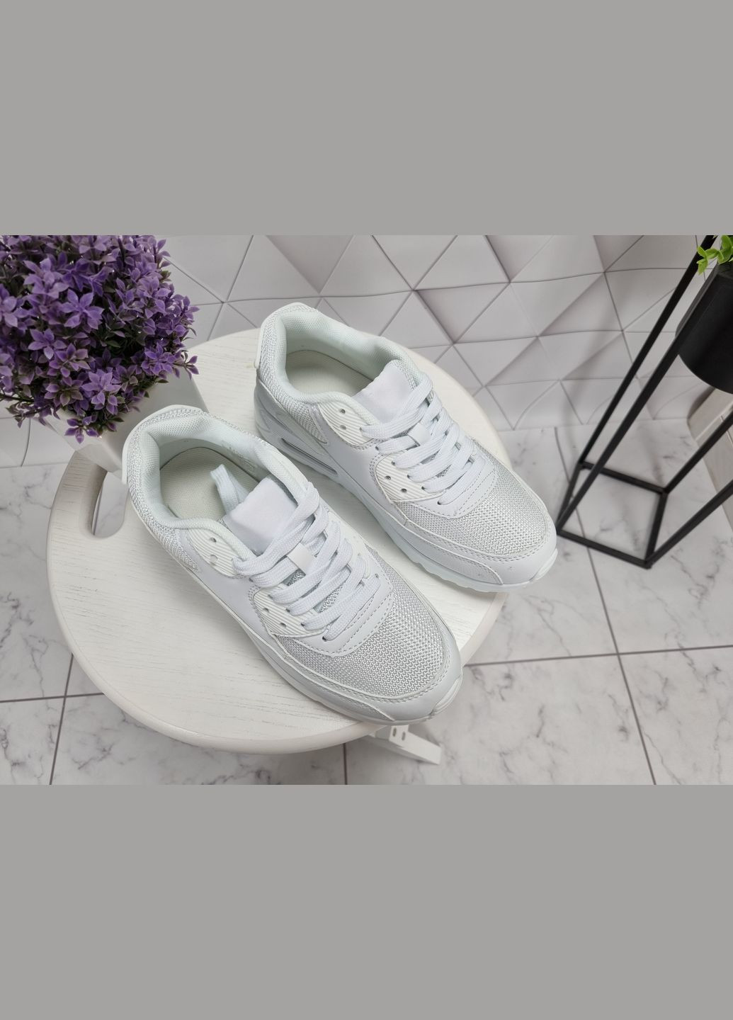 Белые кроссовки белые с компенсатором амортизатором белые (24,5 см) sp-2867 No Brand