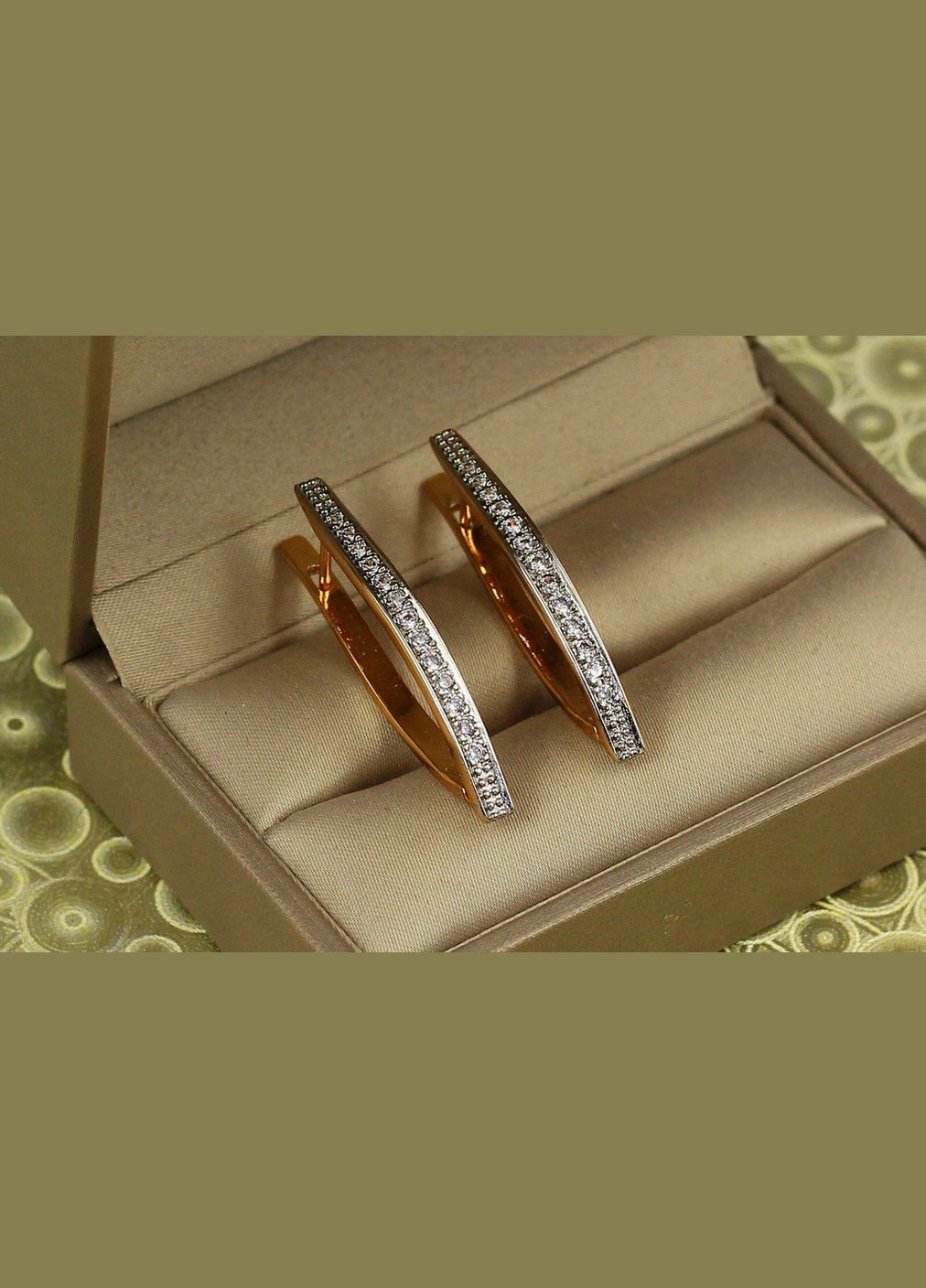 Сережки стріла доріжка з каменів із родієм 3.5 см золотисті Xuping Jewelry (325486651)