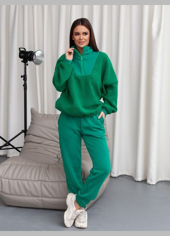 Зеленый теплый костюм с вставками ISSA PLUS (279559138)