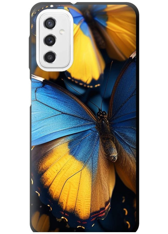 TPU черный чехол 'Желто-голубые бабочки' для Endorphone Samsung Galaxy M52 M526B (285700913)