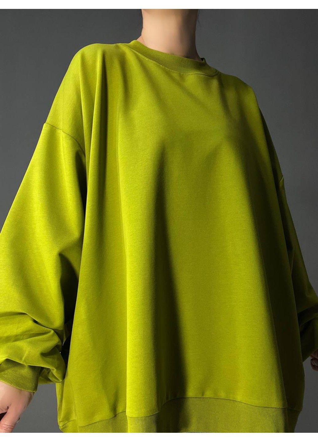 Зеленый свитшот женский my city 3044 широкий оверсайз супер свободного кроя большие размеры (337665700)