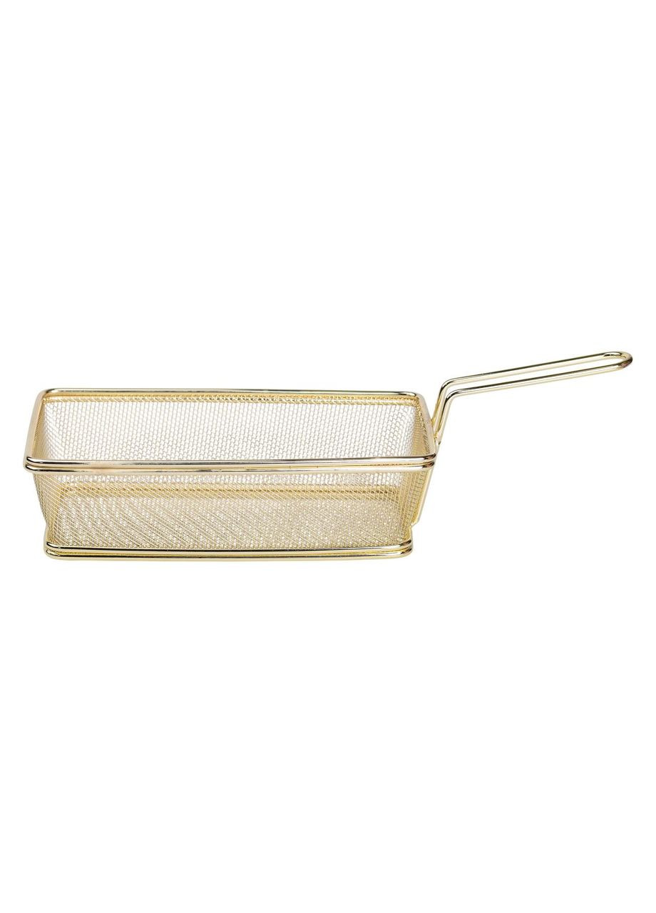 Кошик сервірувальний 21×11.5×5.5 см для подачі картоплі фрі та снеків з ручкою Золота HP-19-11-G Zhongjing (370707490)