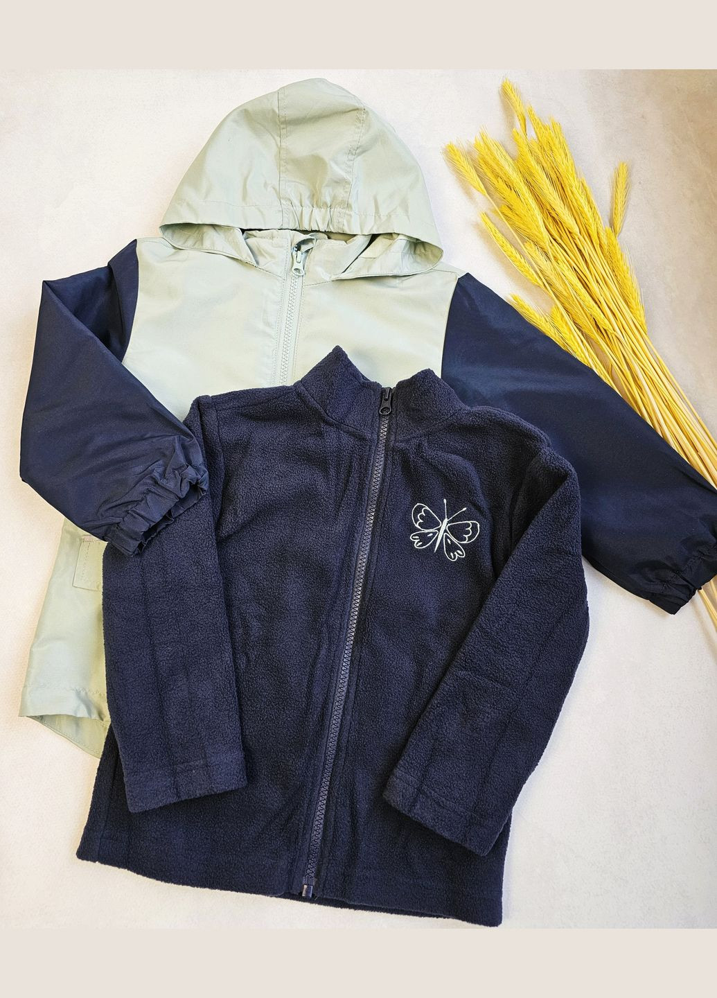 М'ятна демісезонна дитяча тепла демісезонна куртка 3в1 на флісовій підкладці Lupilu Куртка