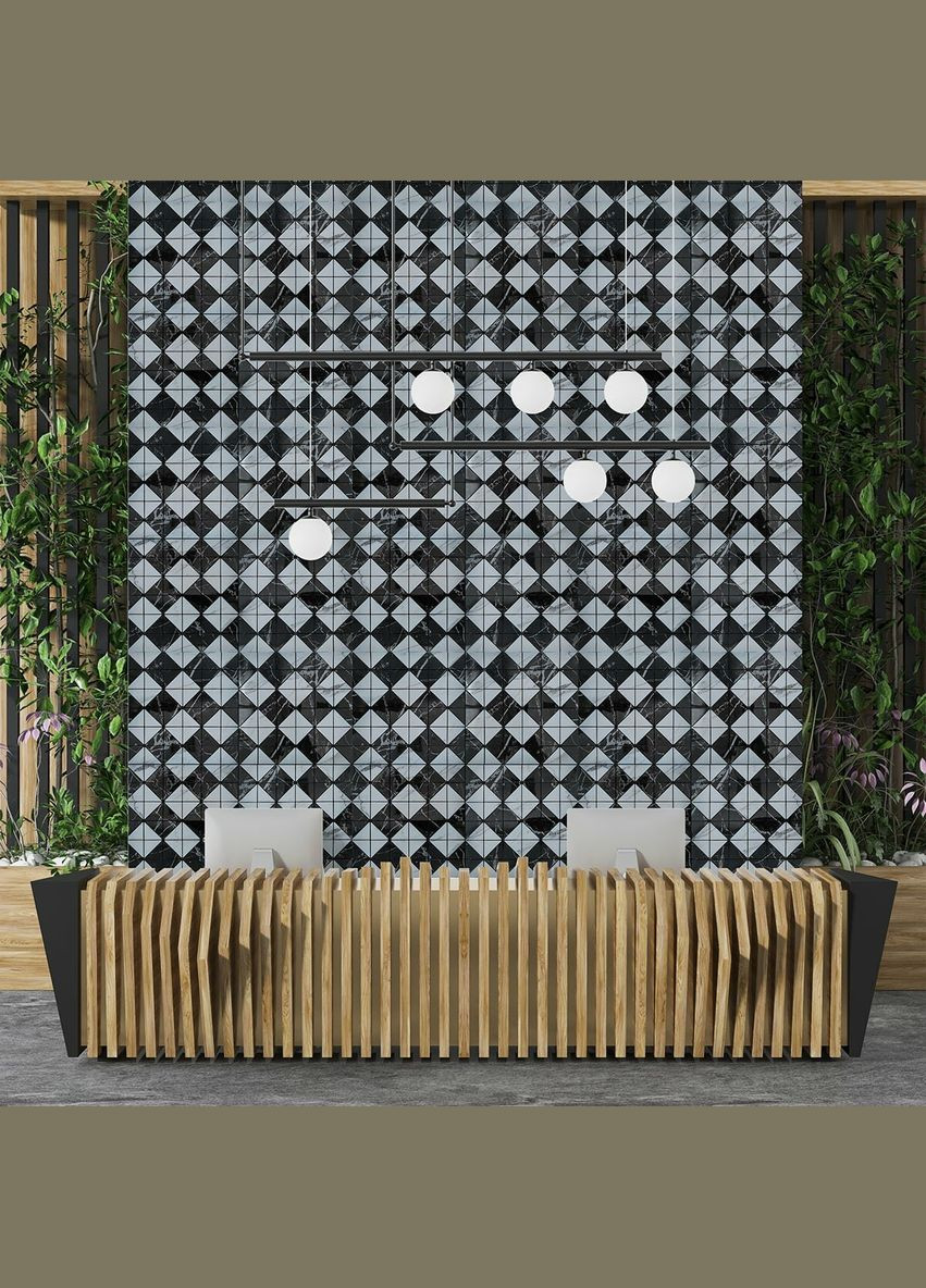 Самоклеящаяся PET мозаика 30x30CMx4MM (D) SW-00001654 Черный с белым Sticker Wall (298284726)