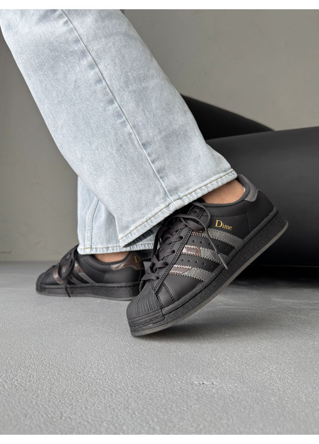 Кросівки чоловічі і жіночі Adidas Superstar x Dime Black | Адідас Суперстар чорні No Brand чорні демісезони (370149907)