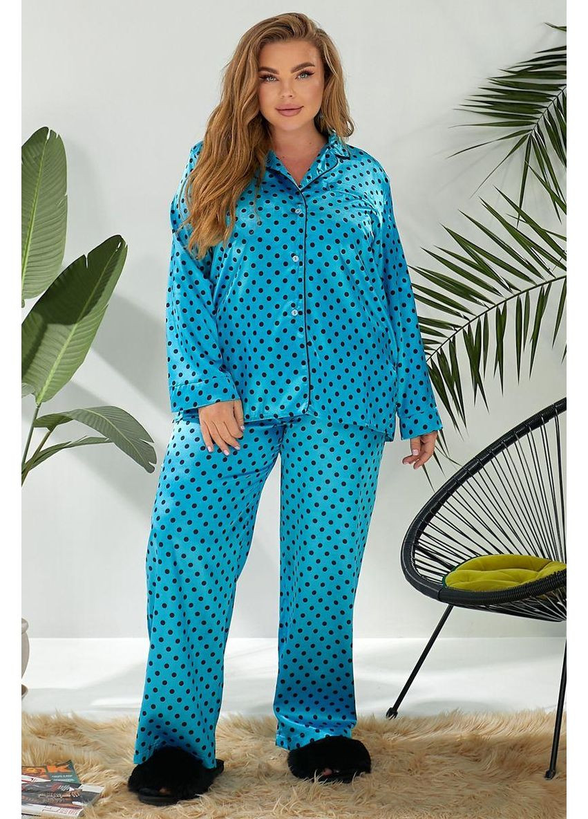 Голубая пижама женская в горох, 257r333 Ager