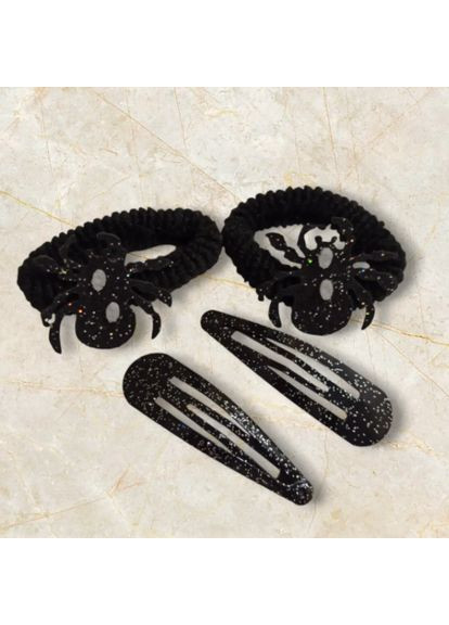 Заколки на Хелловін з резинками Павуки one size чорний Jannet Заколки та резинки (357205544)