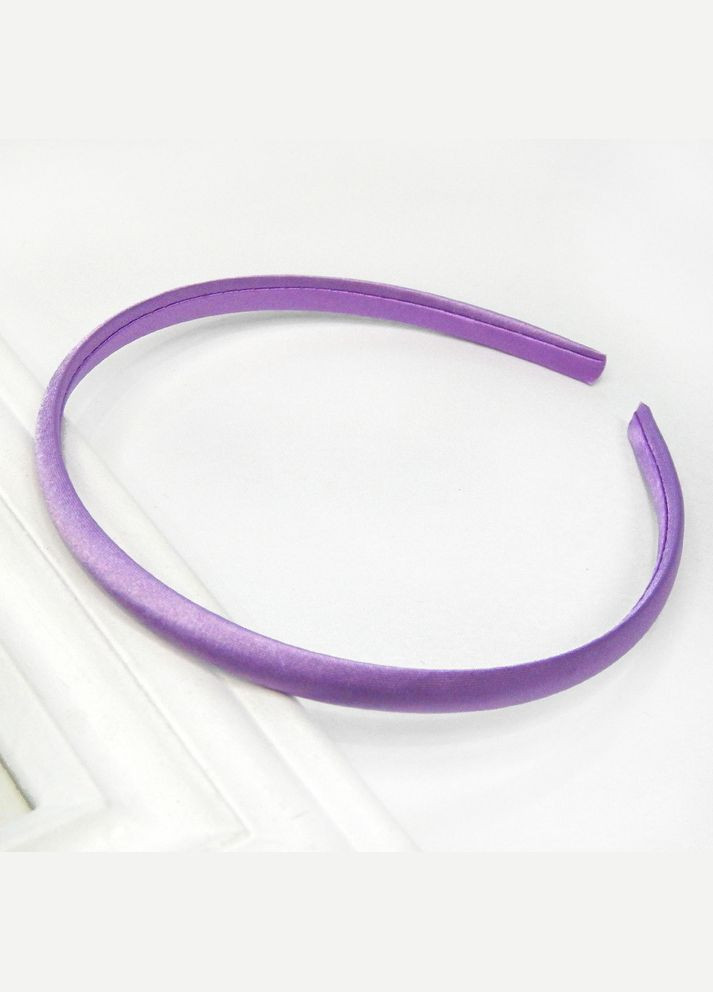 Обруч для волосся, в атласі, пластиковий, 1 см, бузковий No Brand (340483843)