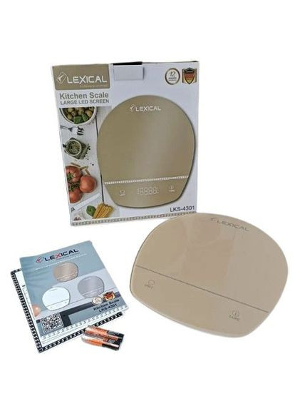 Настольные кухонные электронные весы LKS-4301 для взвешивания продуктов до 5кг Бежевые Lexical (313110725)