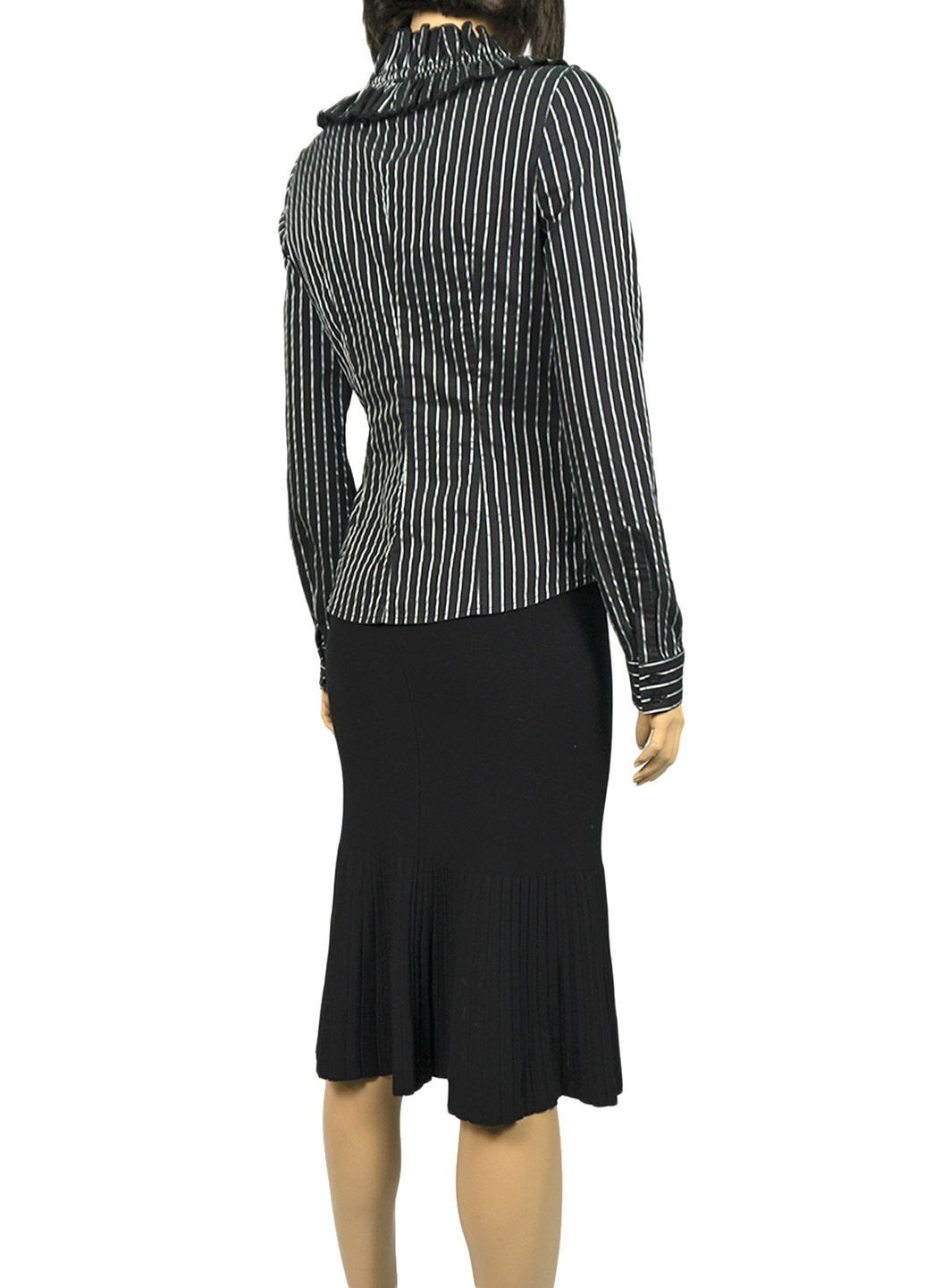 Черная демисезонная женская блуза с рюшами we-02870-2 черный Evona