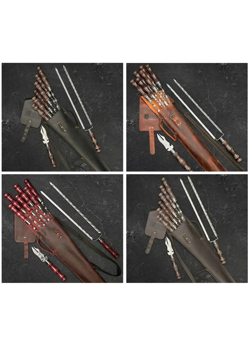 Шампуры ручной работы из нержавейки "Асгард" в кожаном кейсе на подарок шефу Handmade LC-034 (347291594)