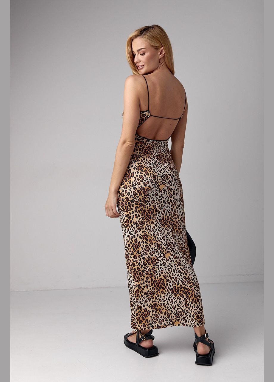 Леопардовий сарафан на бретелях-гумках - коричневий Lurex (296470772)