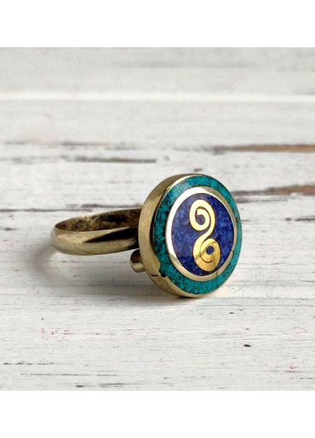 Кільце етнічне непальське з емаллю Завиток No Brand (364202283)