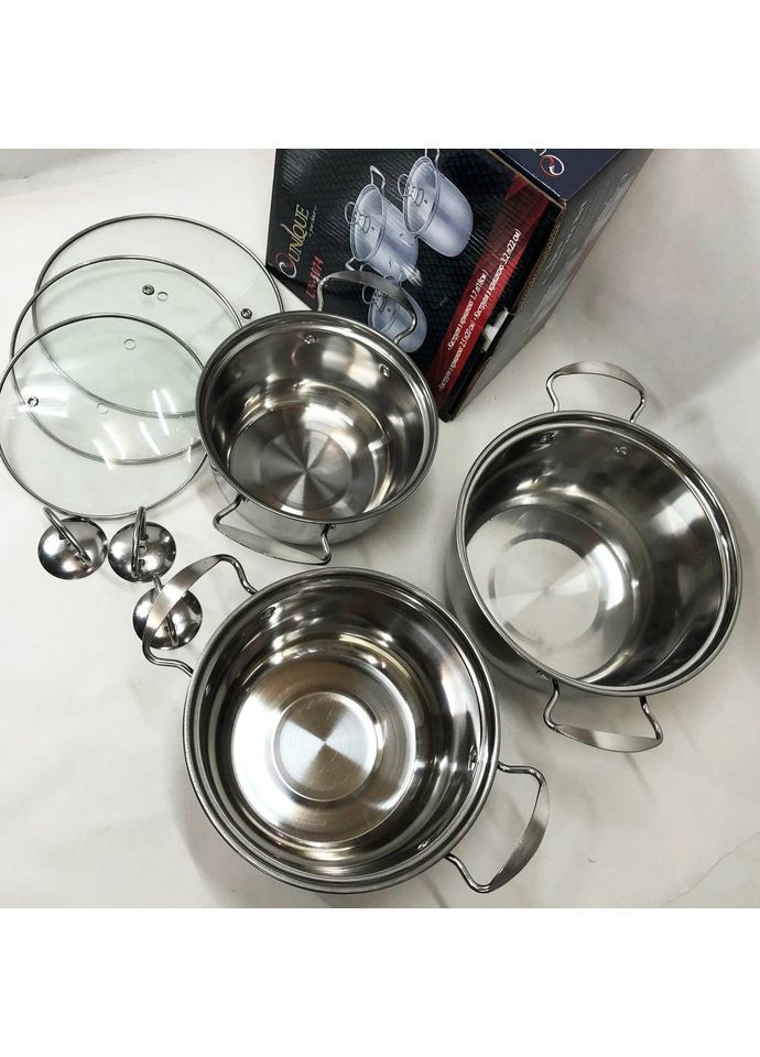 Набор кастрюль из нержавеющая стали с крышками UN-5074, набор посуды для электрических плит Unique (365813130)