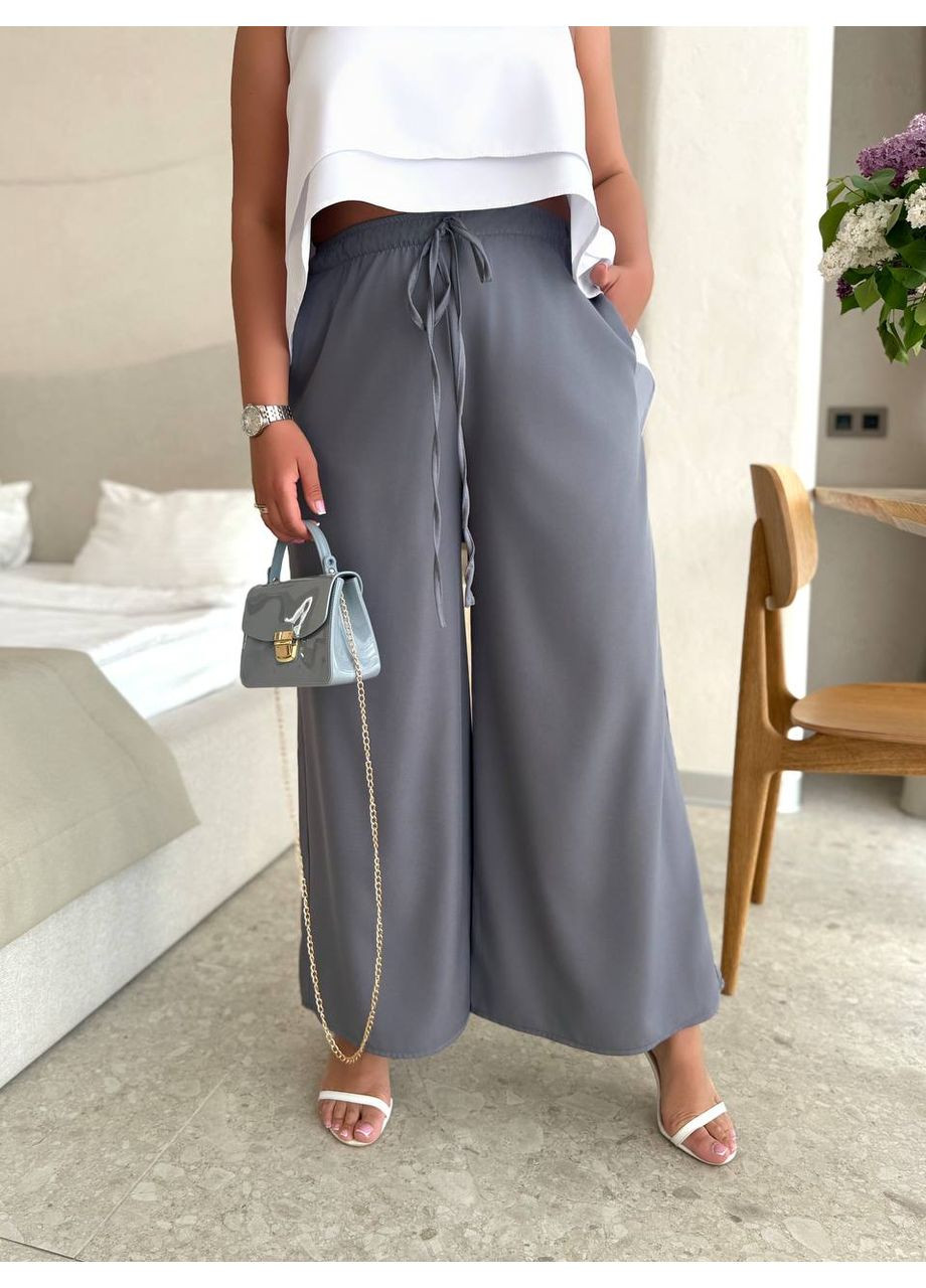 Женские брюки палаццо с поясом-шнурком Україна (356676854)