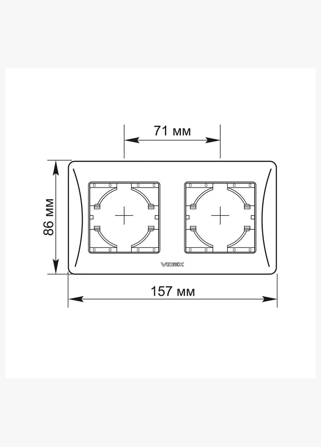 Рамка двомісна Binera горизонтальна срібний шовк Videx (355267823)