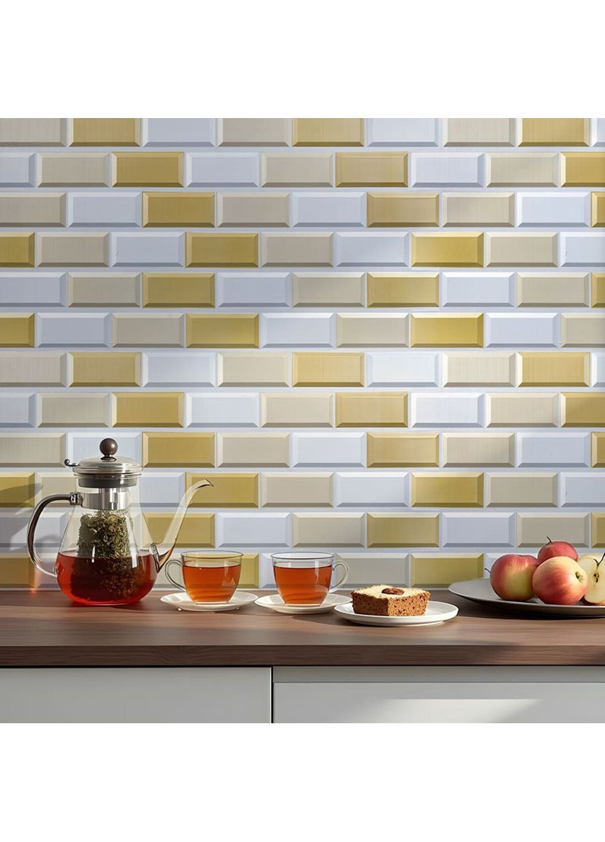 Декоративный ПВХ панель 960х480х4мм Бело-бежевый клинкерный кирпич SW-00001430 Sticker Wall (362095020)