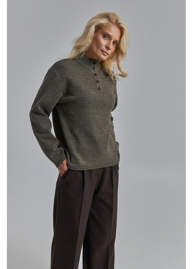 Светло-коричневый зимний женский теплый джемпер на пуговицах (2838) Triko Bakh