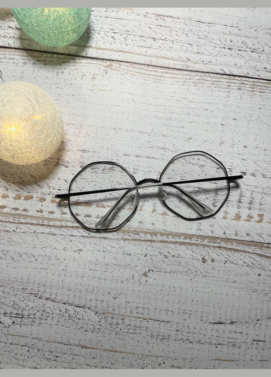 Окуляри іміджеві восьмикутні прозорі з чорною оправою унісекс LIGHT (315889521)