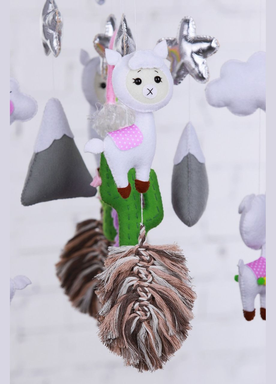 Дитячий музичний мобіль на ліжечко для немовлят WooolyWool «Лама» з 35 мелодіями (М034) No Brand (342757993)