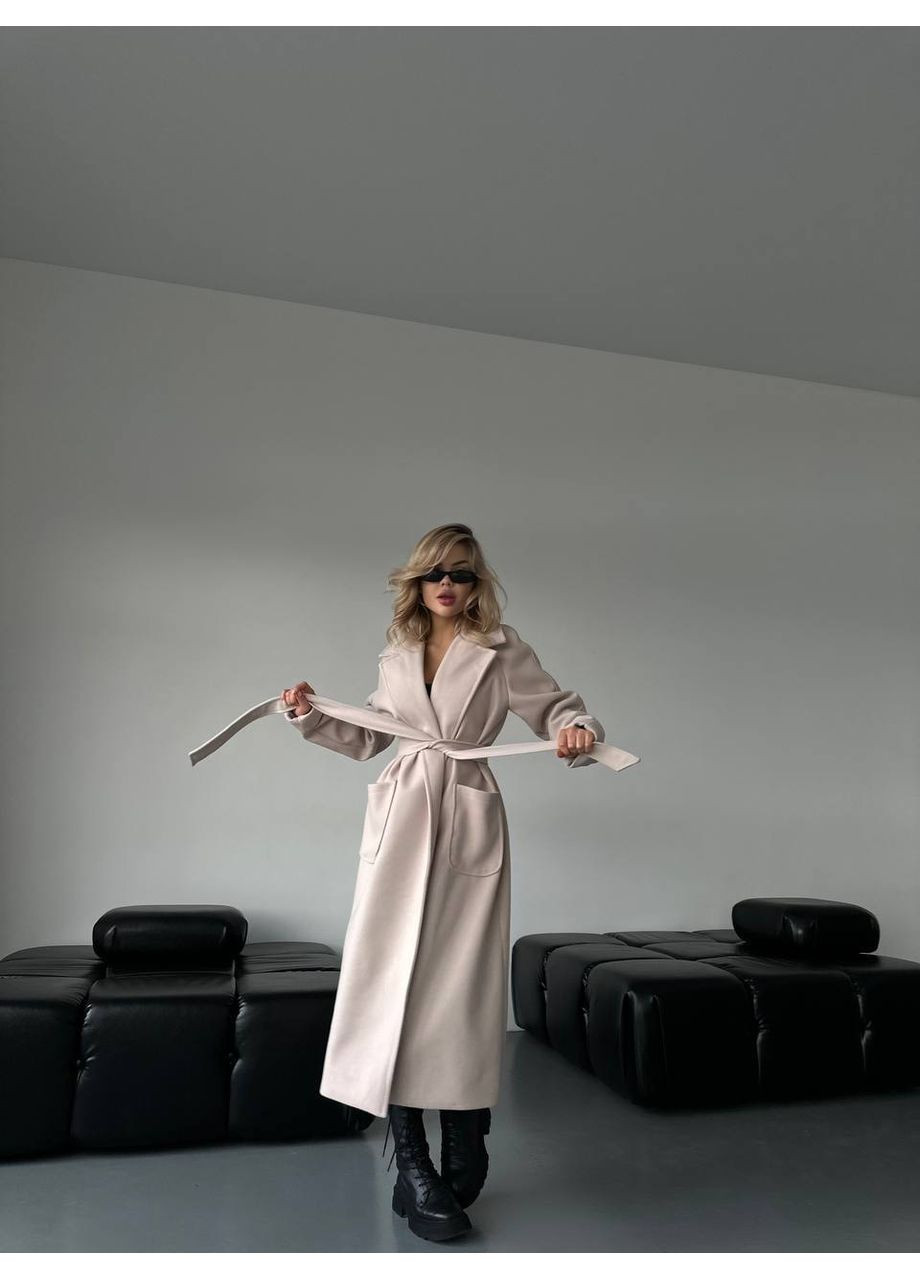 Бежеве демісезонне Пальто жіноче кашемірове Style Point