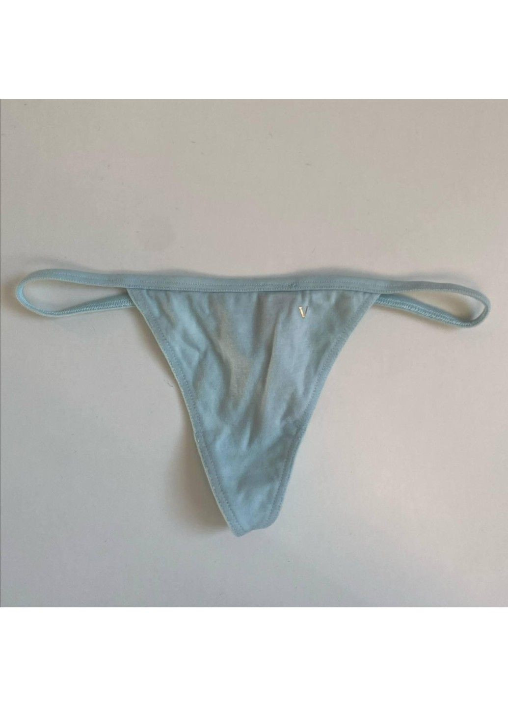 Трусики-стринги женские хлопковые Thong Panty голубые Victoria's Secret (316659268)