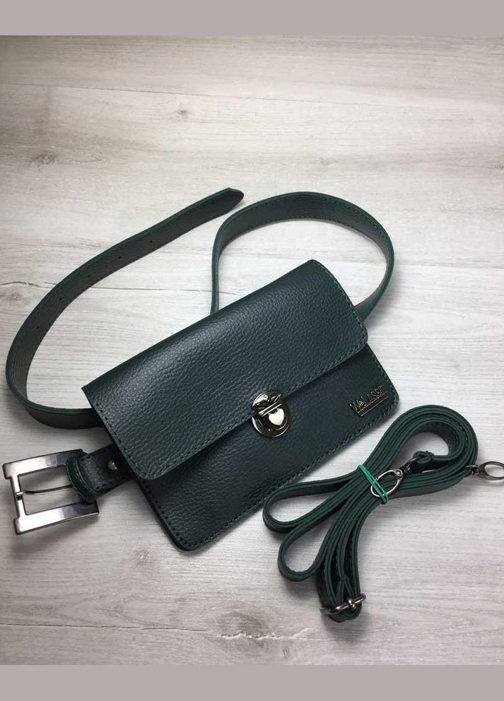 Женская маленькая сумка клатч на пояс/через плечо зеленого цвета «Арья» из искусственной кожи WeLassie (298921020)