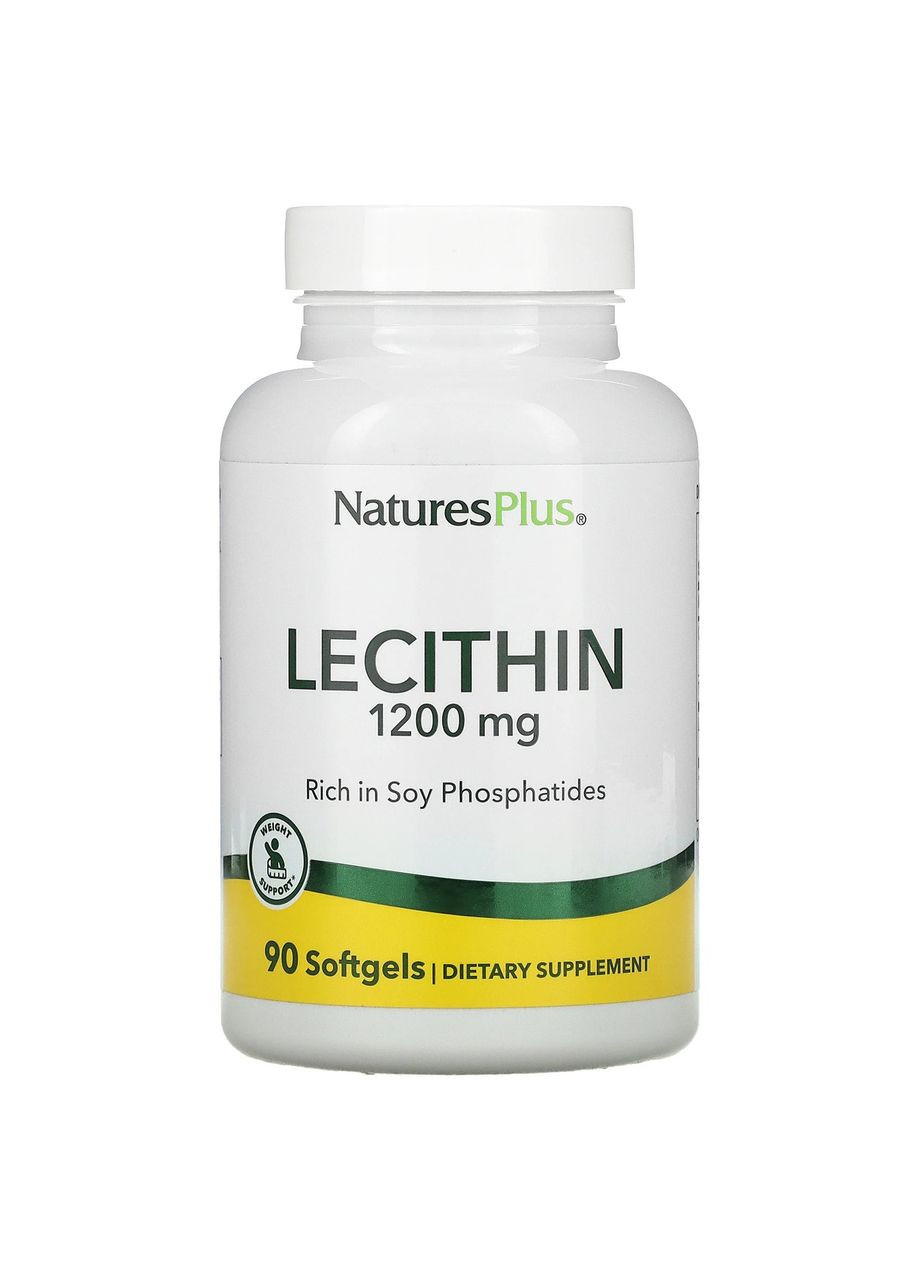 Соєвий лецитин 1200 мг Lecithin для здоров'я мозку та печінки 90 м'яких таблеток Nature's Plus (269454419)