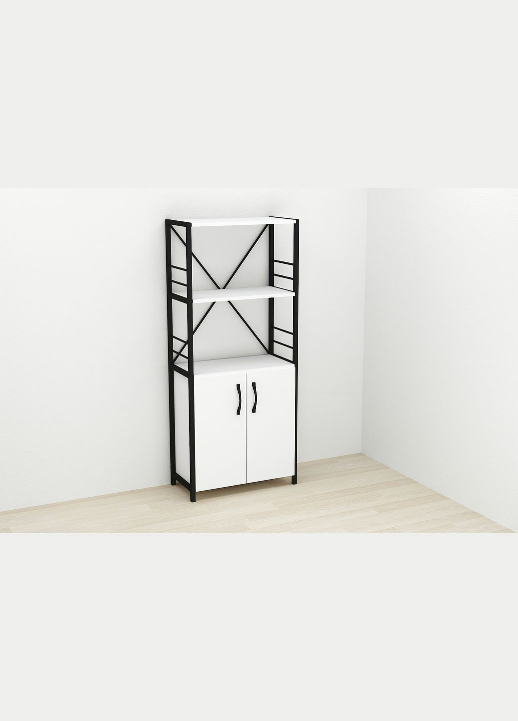 Етажерка 3/60 Серії Конект із тумбою 144x60x28 Чорний ДСП Білий (FRD-104442) Ferrum-decor (351358648)