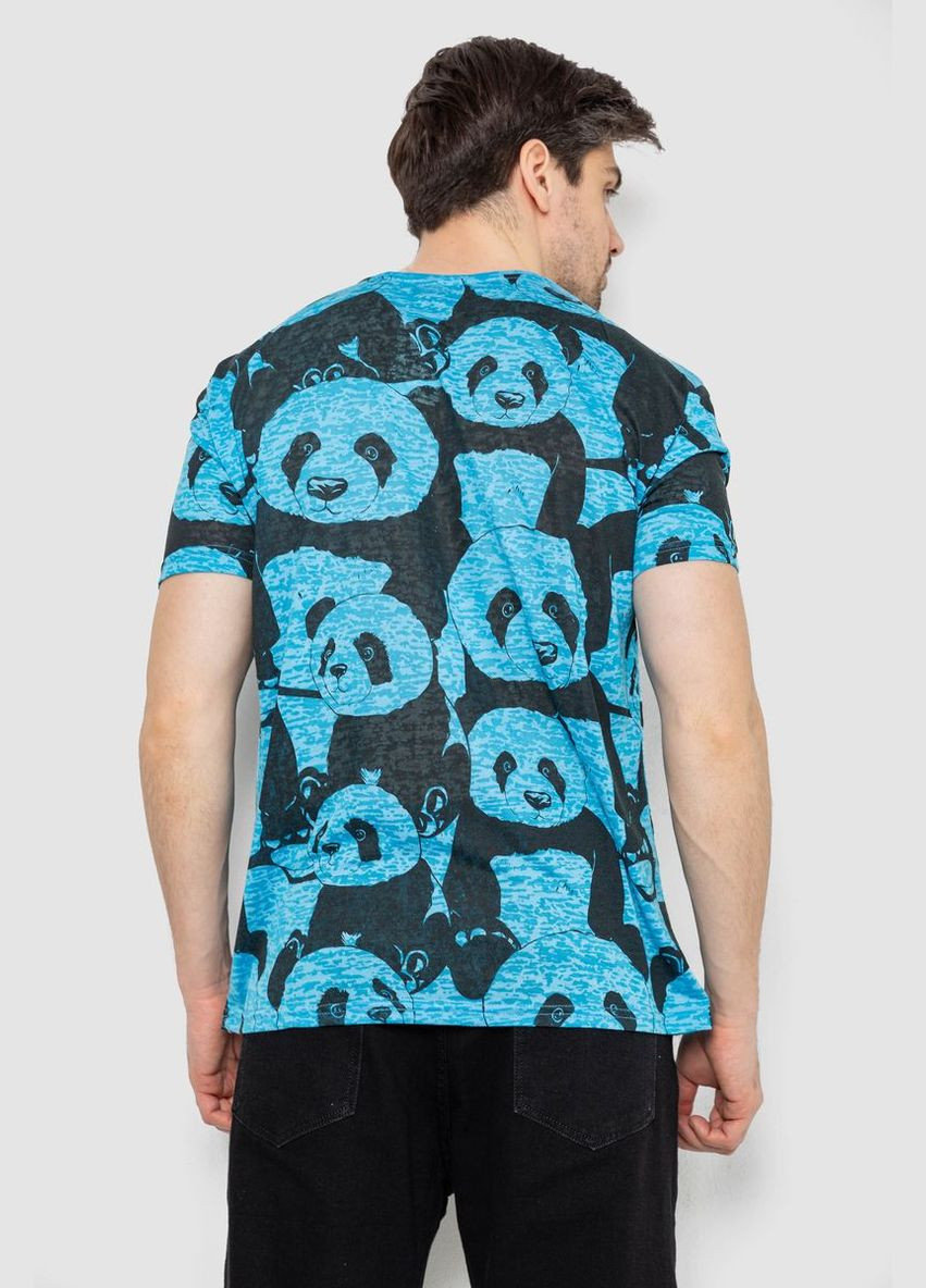 Блакитна футболка чоловіча із принтом синя розмір l (sku_244r6034) з коротким рукавом No Brand