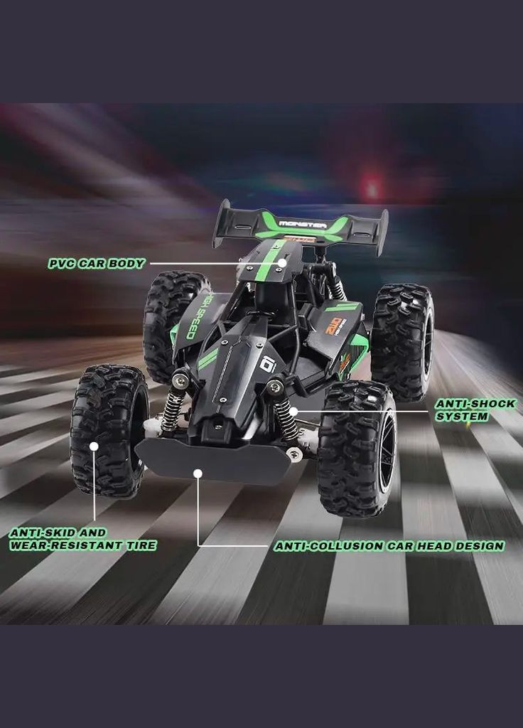 Высокоскоростная машинка Багги на пульте управления HotDeer Power Gale Pro 2wd Buggy 15+ км/ч / Зеленый PHEONI (302396018)