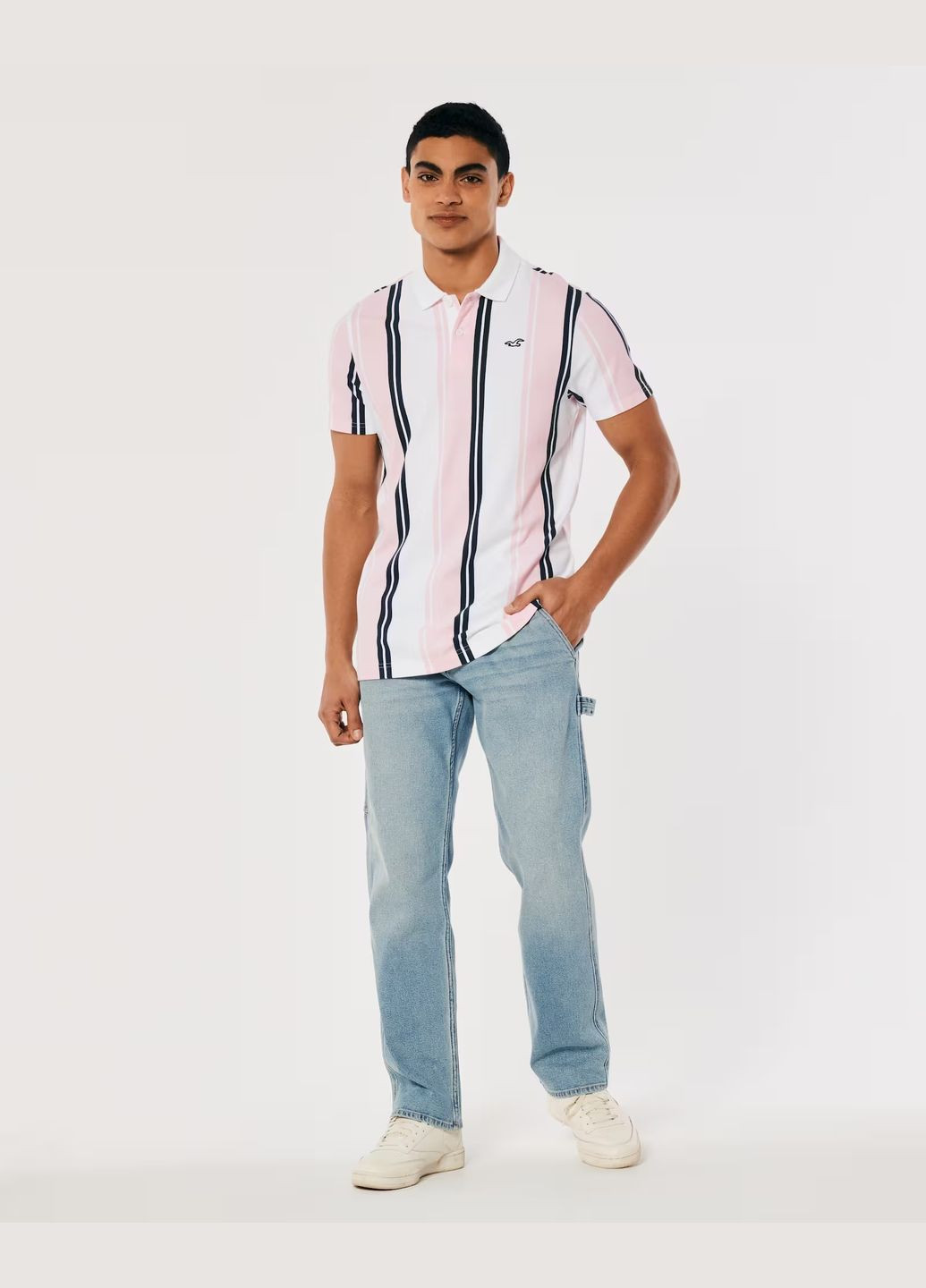Светло-розовая футболка-поло мужское - поло hc9670m для мужчин Hollister