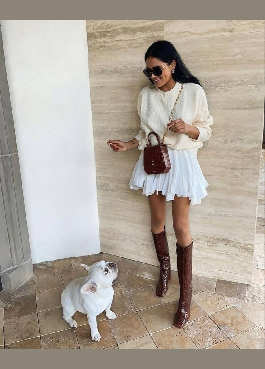 Белая коктейльный, офисная, повседневная, кэжуал, вечерний женская юбка No Brand клешированная