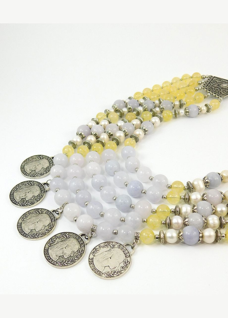 Намисто "Сяйво мрій" Перли, Аквамарин, Цитрин Fursa fashion (322414986)