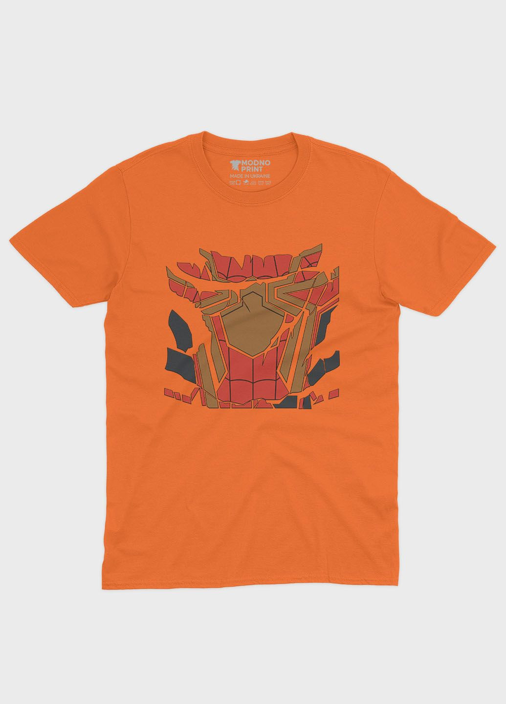Помаранчева демісезонна футболка для хлопчика з принтом супергероя - людина-павук (ts001-1-ora-006-014-087-b) Modno