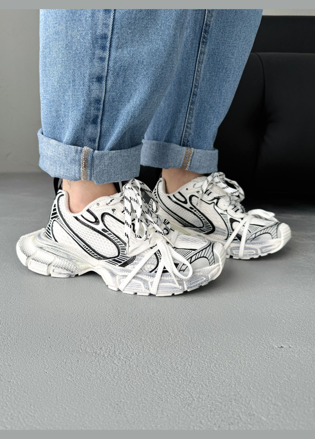 Кросівки жіночі Balenciaga 3XL White Black | Баленсіага 3ХЛ білі No Brand білі демісезони (341264133)