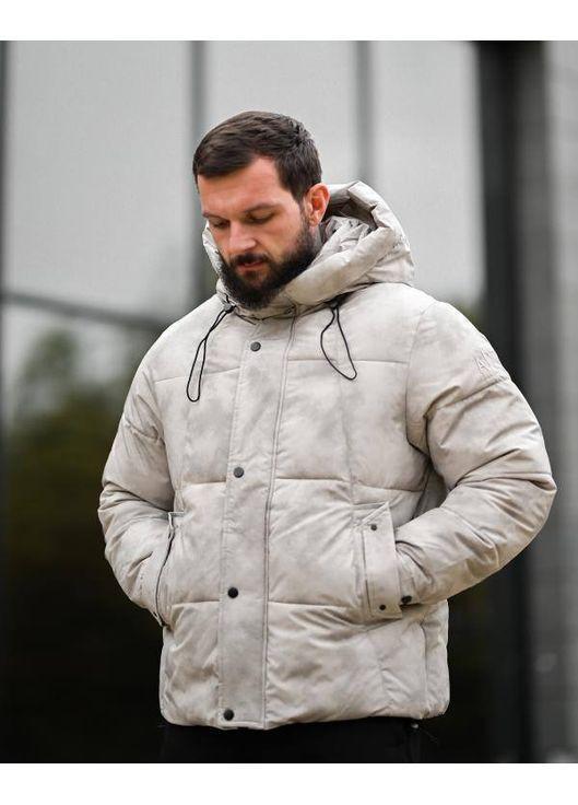 Белая зимняя зимняя мужская куртка No Brand