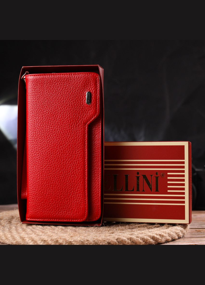 Вместительное женское портмоне клатч из натуральной кожи 21535 Красное Canpellini (298569797)