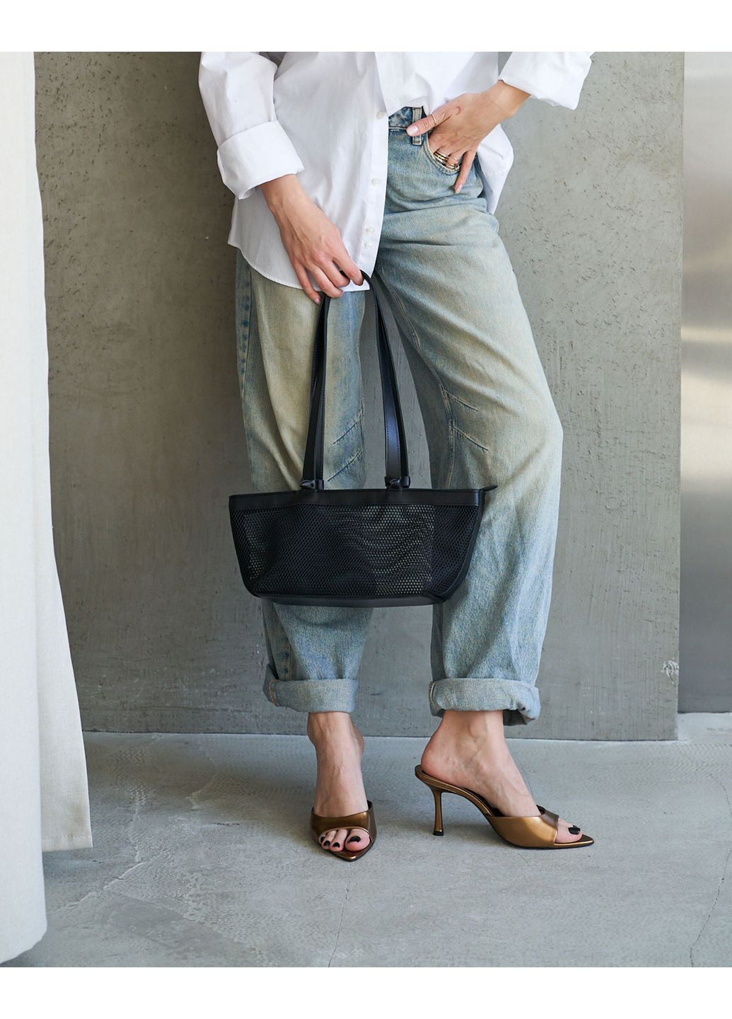 Жіноча сумка чорна сітка екошкіра м'яка молодіжна з блискавкою 1 відділення для повсякденного використання ProDobro (367266396)