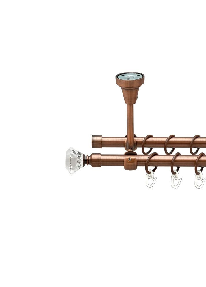 Карниз Спектралия металлический двухрядный открытый к потолку гладкая труба Медь 16\16 мм 200 см (00-00020206) ORVIT (300689711)