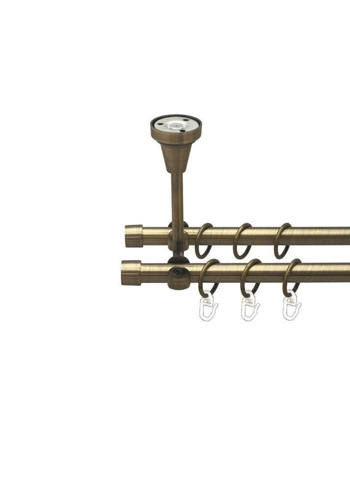 Карниз Заглушка металлический двухрядный открытый до стели гладкая труба Антик 16\16 мм 300 см (00-00016898) ORVIT (300286767)
